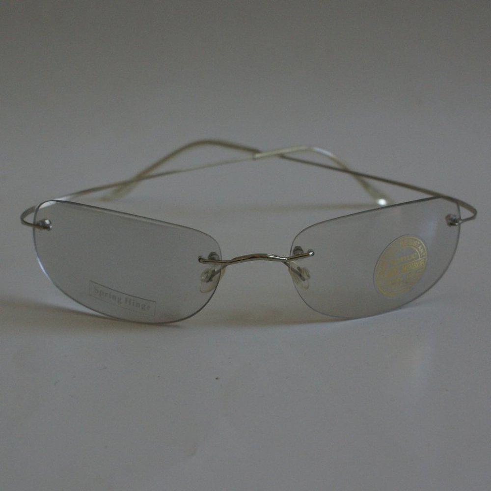 Vintage Clear Tinted Mirrored Rimless Wrap around eyewear